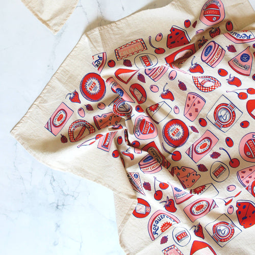 Cheese Shop Printed Tea Towel